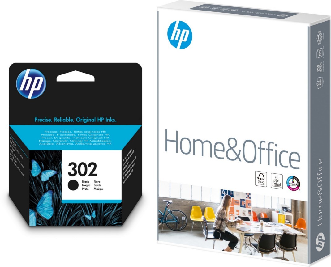 Oryginał HP No. 302 czarny + Papier HP Home & Office