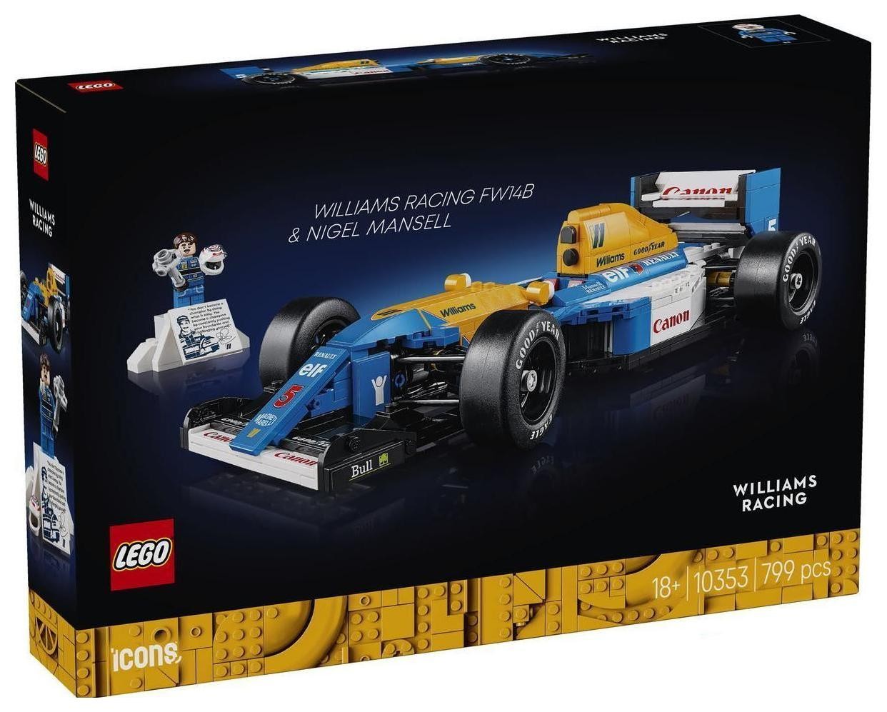Klocki konstrukcyjne LEGO Icons 10353 Williams Racing FW14B i Nigel Mansell