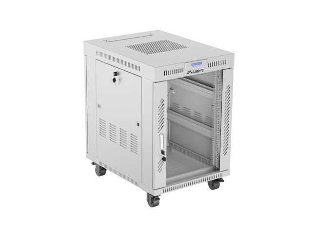 Stojąca Lanberg szafa rack stojąca 19'' 15U 600x800 szara drzwi szklane LCD V2