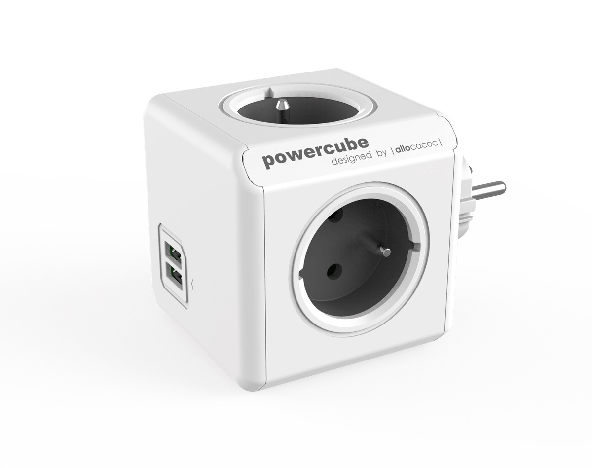PowerCube Original 4 gniazda 2x USB szary