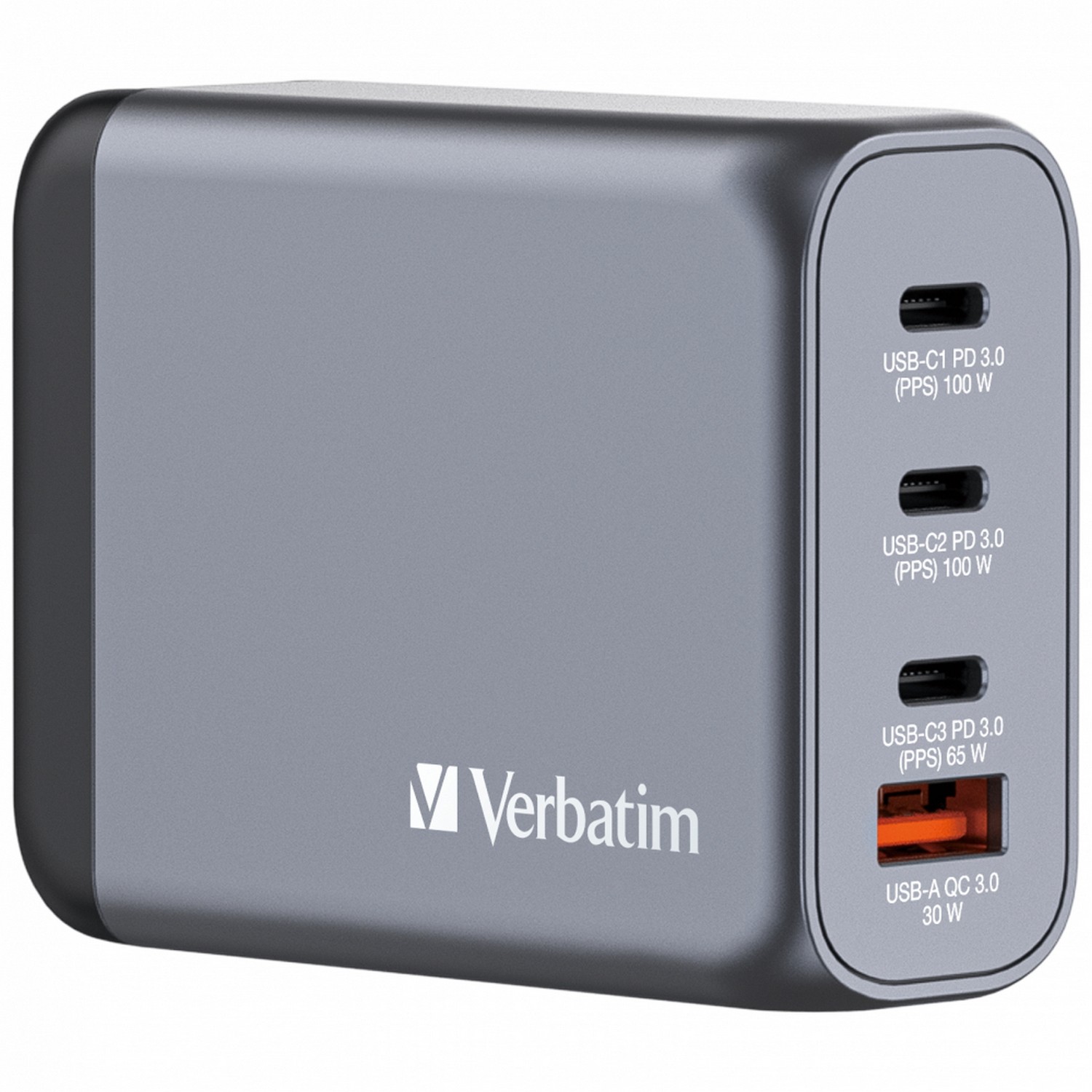 Verbatim GNC-100 GaN 100W 3xUSB-C PD, 1xUSB-A QC 3.0