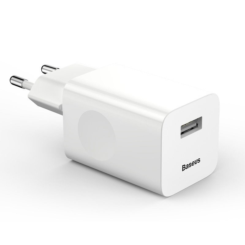Baseus Charging Quick Charger, USB, QC 3.0, 24W (biała)
