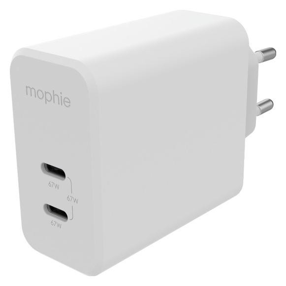 Mophie GaN Charger Dual z podwójnym wejściem USB-C 67W biała