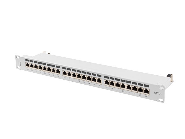 Patch panel Lanberg Patch Panel 24 port 1U 19'' kat.7 FTP ekranowany szary