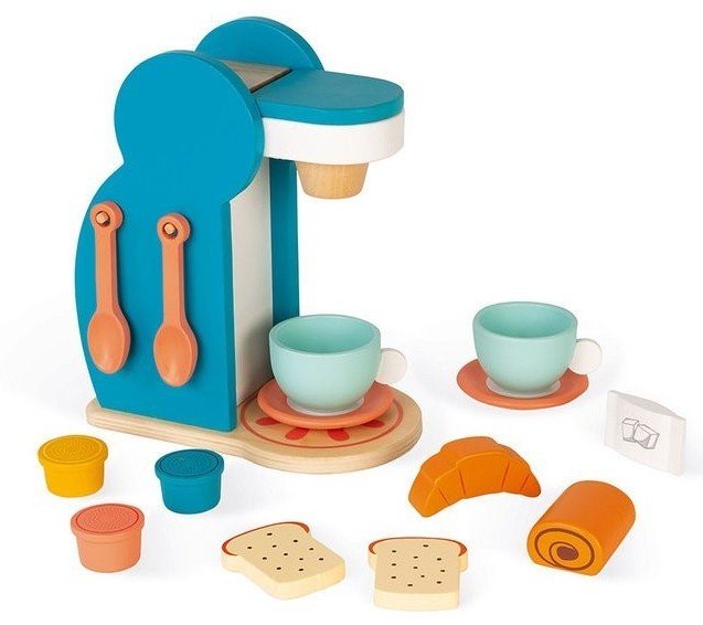 Zestaw do kuchni Janod Drewniany zestaw śniadaniowy z ekspresem do kawy