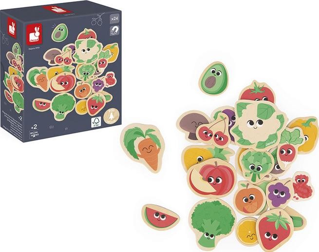Zabawka edukacyjna,zabawki magnetyczne Janod Owoce i warzywa Magnesy 24 szt.