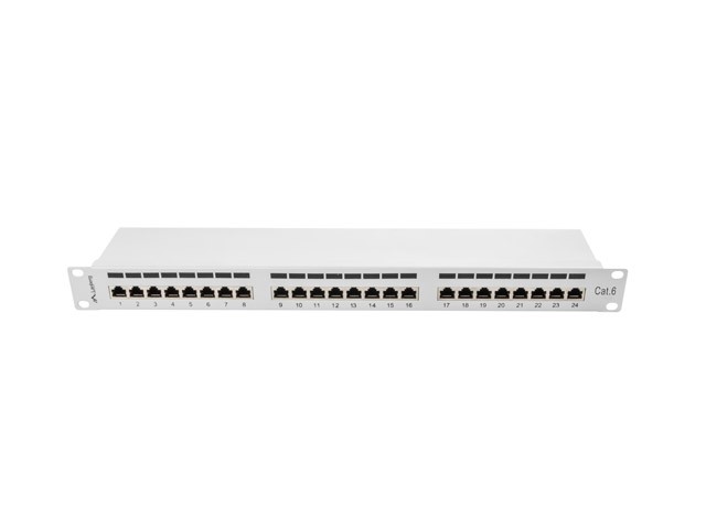Patch panel Lanberg Patch Panel 24 port 1U 19'' kat.6 FTP ekranowany szary