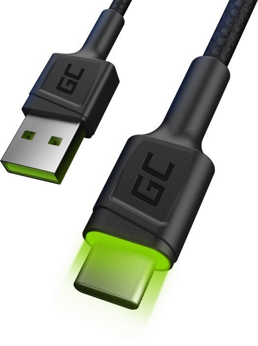 Green Cell USB-C świecący 2.0m czarny