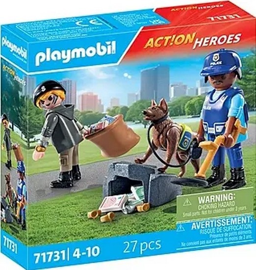 Klocki konstrukcyjne Playmobil Action Heroes 71731 Poszukiwania Śladów z Psem Tropiącym