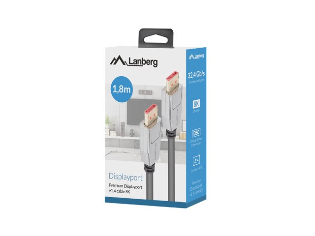 Lanberg kabel Displayport M/M v1.4 1.8m 8K 60Hz czarny box