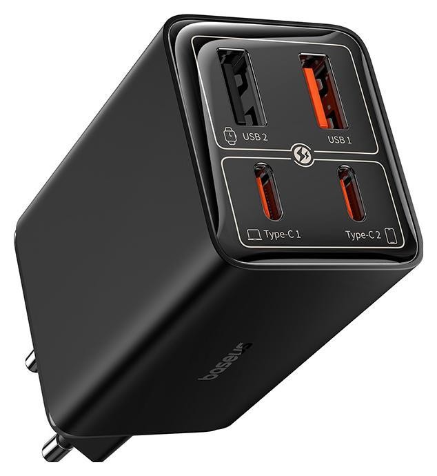 Baseus GaN6 Pro, 2xUSB-C + 2xUSB, 65W (czarna)