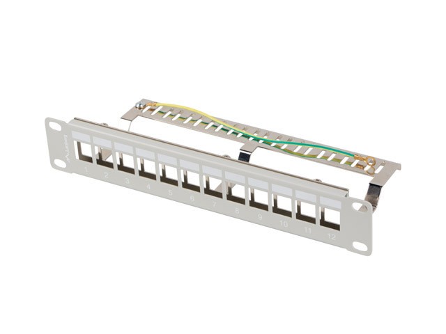 Patch panel Lanberg Patch panel pusty 12 port 1U 10'' FTP z organizerem do modułów keystone szary