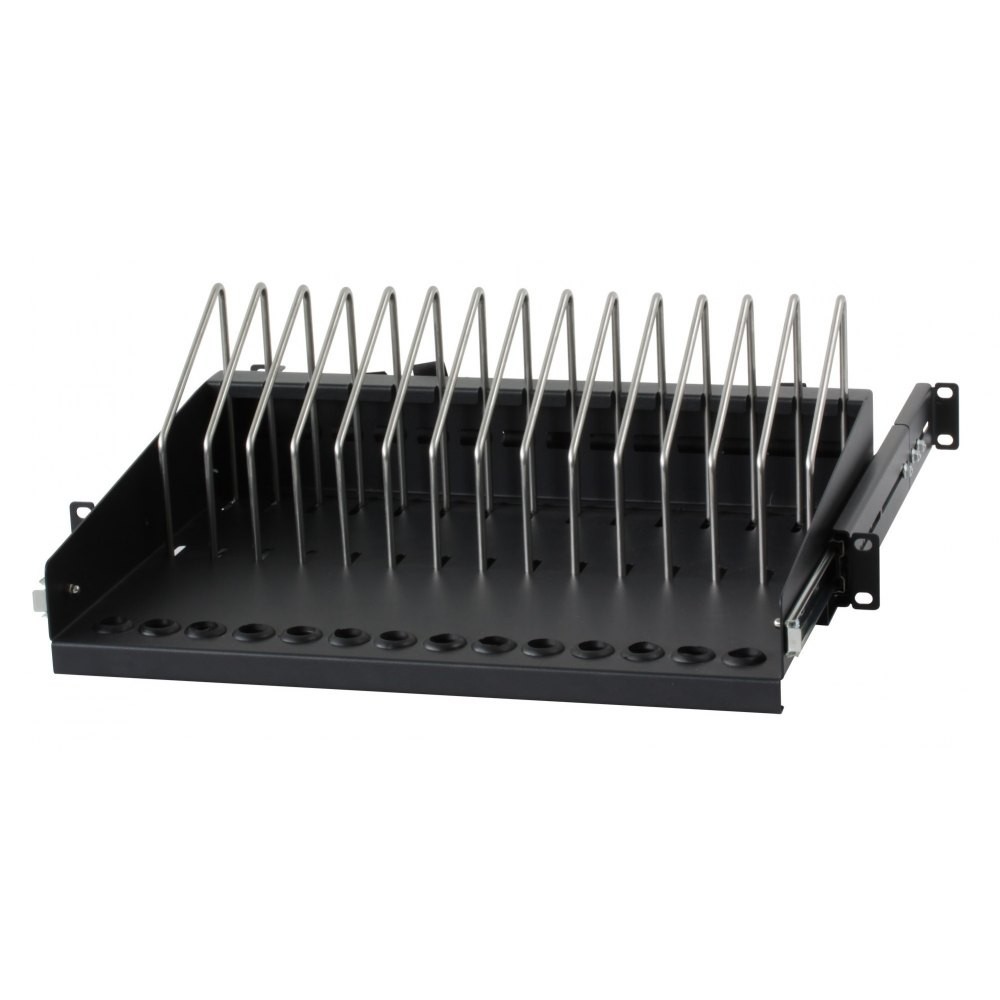 Półka Techly 107753 Półka 1U rack 19'', do ładowania 14 urządzeń mobilnych, wysuwana