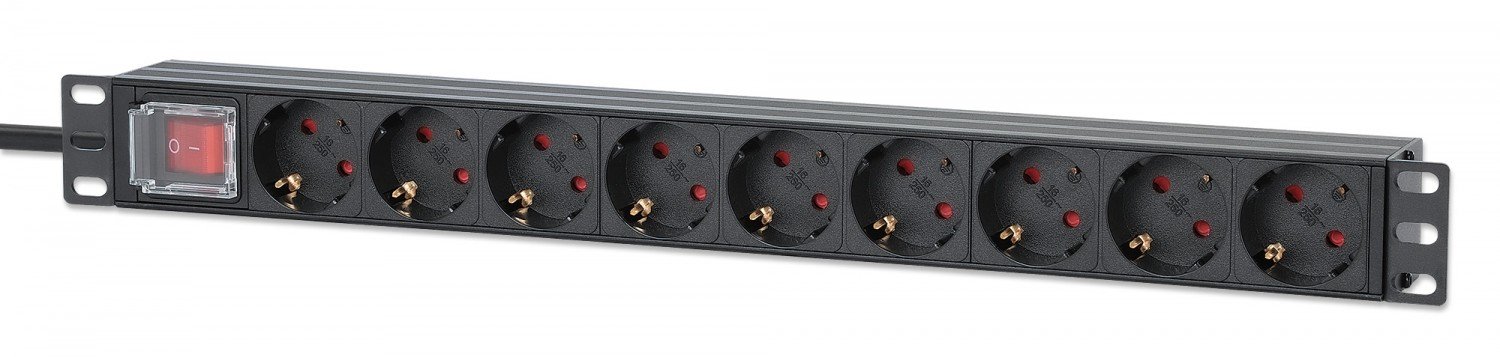 Intellinet 715133 Listwa zasilająca Rack 1U 9x gniazd Schuko, 4000W