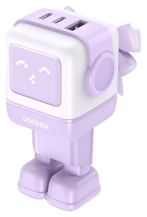 Ugreen Nexode RG Robot GaN, 2x USB-C + USB, 65W fioletowa