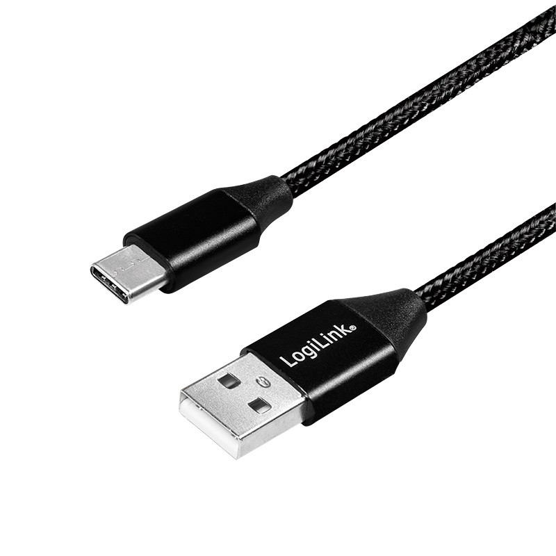 LogiLink USB-A - USB-C 0.3m w oplocie czarny