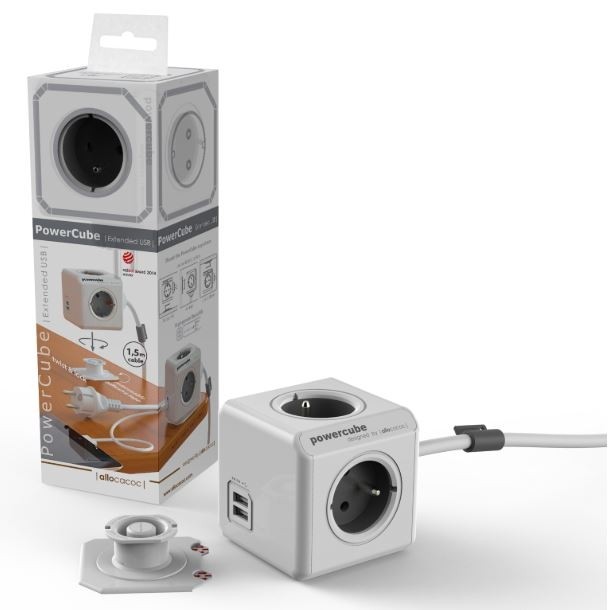 PowerCube Extended 4 gniazda 2x USB 1.5m niebieski