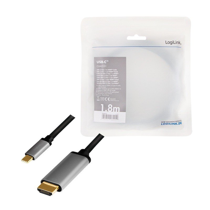 LogiLink USB-C - HDMI 1.8m pozłacane końcówki