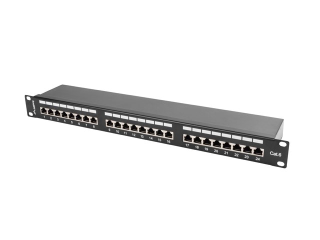 Patch panel Lanberg Patch Panel 24 port 1U 19'' kat.6 FTP ekranowany czarny