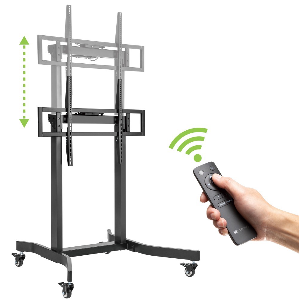 Techly 366990 Mobilny stojak do telewizora LED/LCD/tablicy interaktywnej, 55-100'', 100kg, regulacja wysokości pilotem