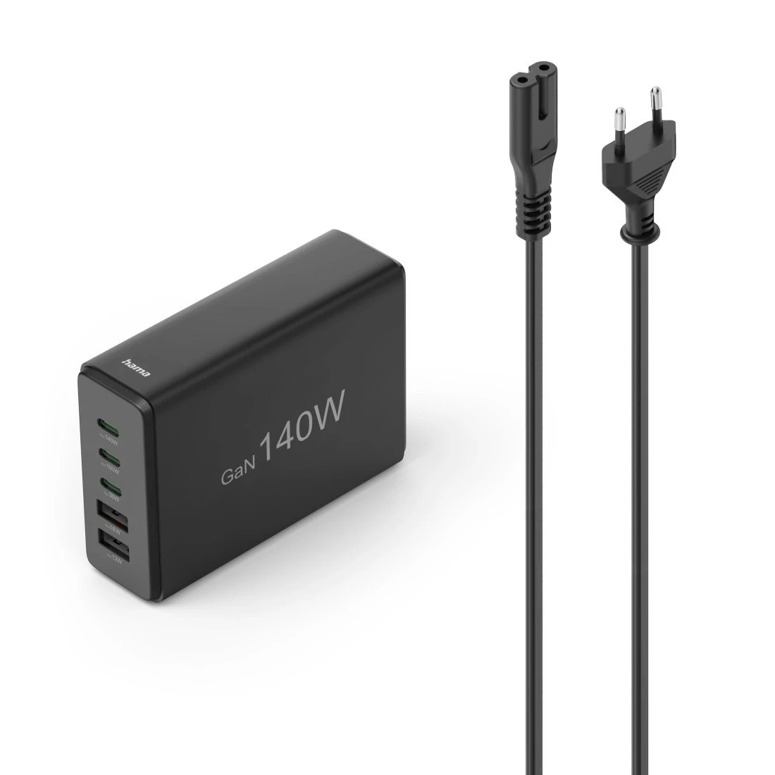 Zamiennik Hama GaN 140W PD/QC 3x USB-C, 2x USB-A czarna