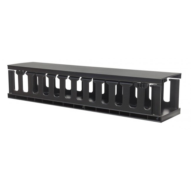 Akcesoria do szaf Techly 108316 Organizer kabli 2U do szaf Rack 19'' z pokrywą, czarny_