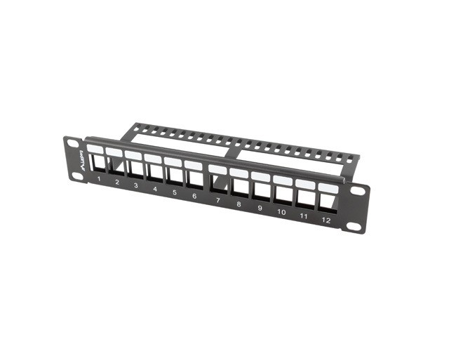 Patch panel Lanberg Patch Panel pusty 12 port 1U 10'' z organizerem do modułów Keystone czarny
