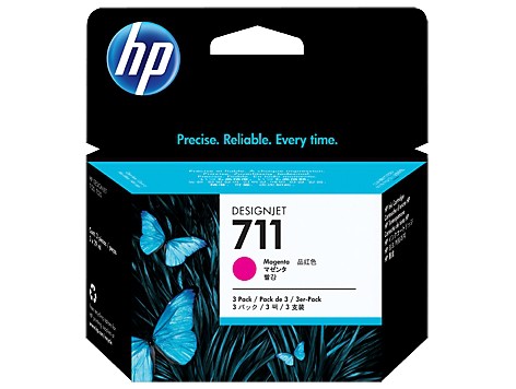 Oryginał HP No. 711 purpurowy trzypak