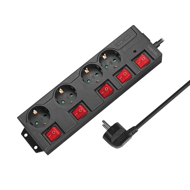 LogiLink 4 gniazda 1.5m czarna