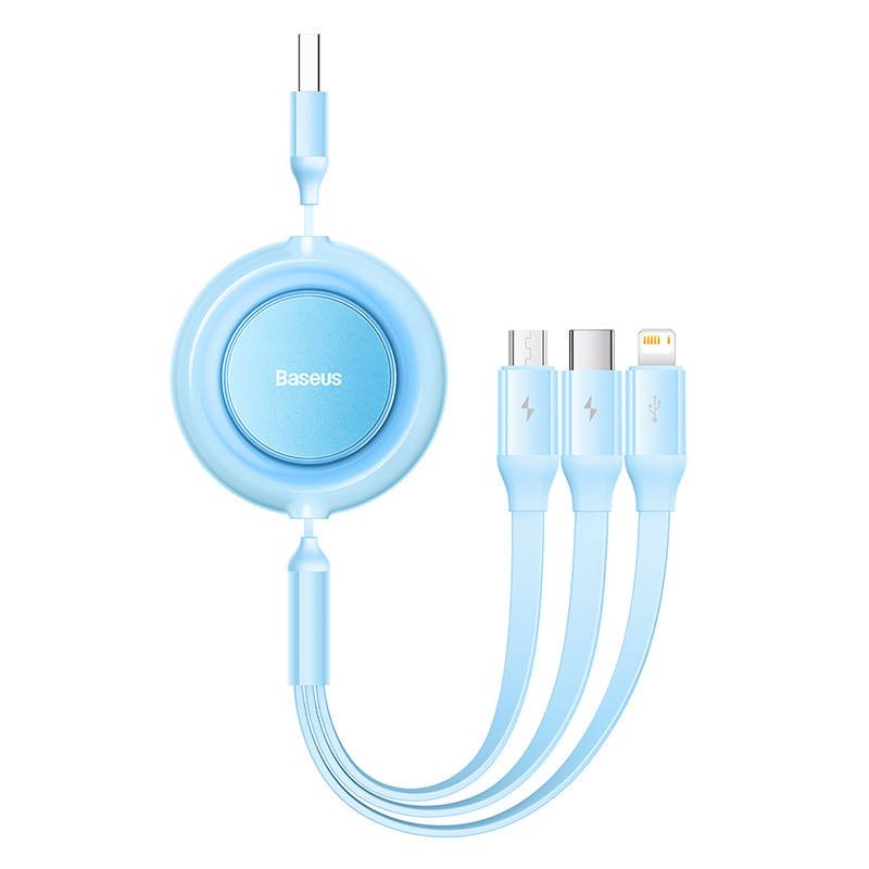 Baseus Bright Mirror 2 USB 3w1 , micro USB / Lightning / USB-C, płaski, 3.5A, 1.1m (błękitny)