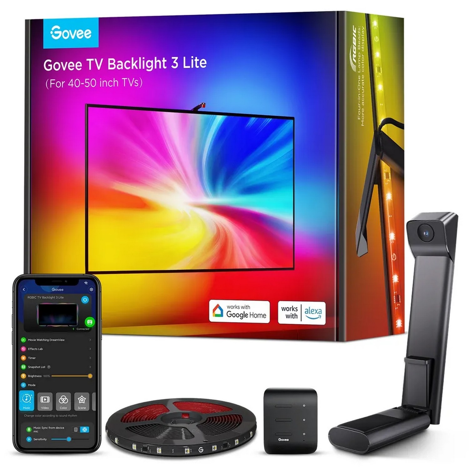 Govee H6097 TV Backlight 3 Lite | podświetlenie dla TV 40-50 cali, RGBICW, Wi-Fi+Bluetooth