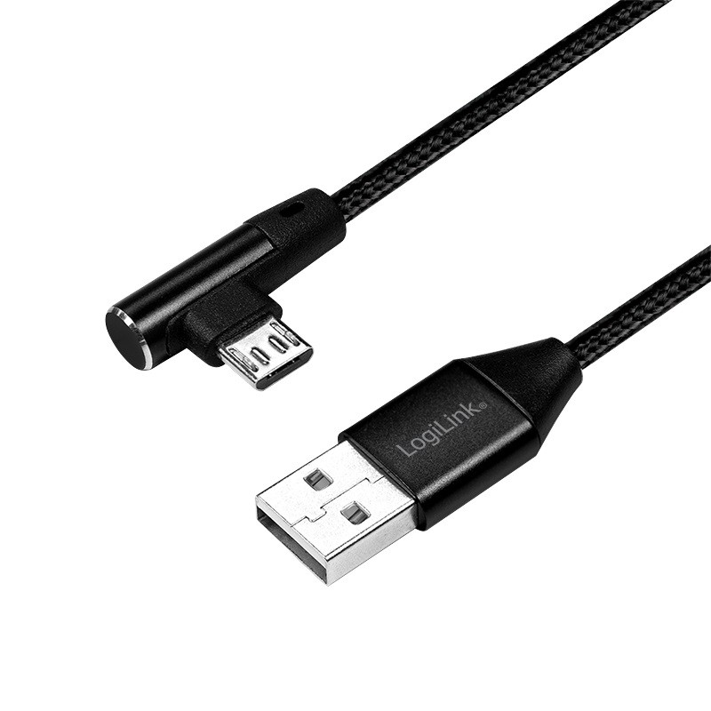 LogiLink micro USB w oplocie 0.3m kątowy czarny