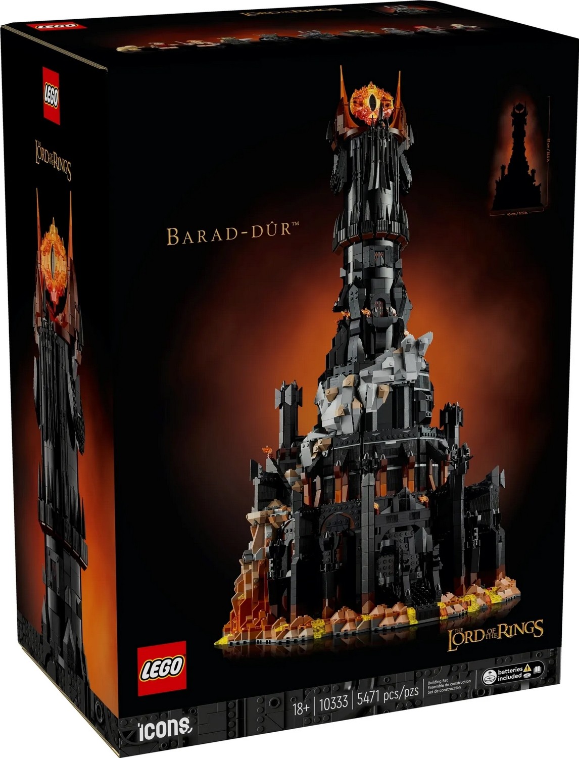 Klocki konstrukcyjne LEGO Icons 10333 Władca pierścieni: Barad-dûr
