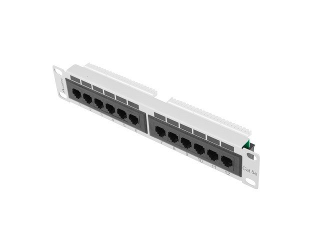 Patch panel Lanberg Patch Panel 12 port 1U 10'' kat.5E UTP szary