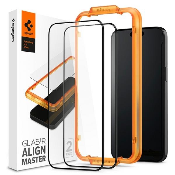 Spigen Alm Glass FC do iPhone 15 Pro Max 6.7'' 2 szt. czarna ramka AGL06875