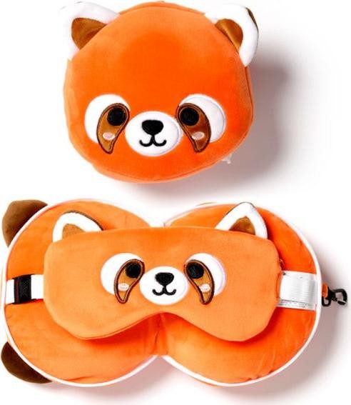 Zestaw Relaxeazzz Panda pomarańczowa Pluszowy Zestaw: Poduszka + Opaska Na Oczy