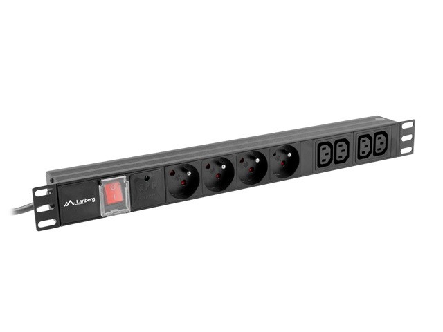 Lanberg listwa zasilająca rack PDU 19'' 1U 16A 4x PL 4x IEC C13 2m czarna