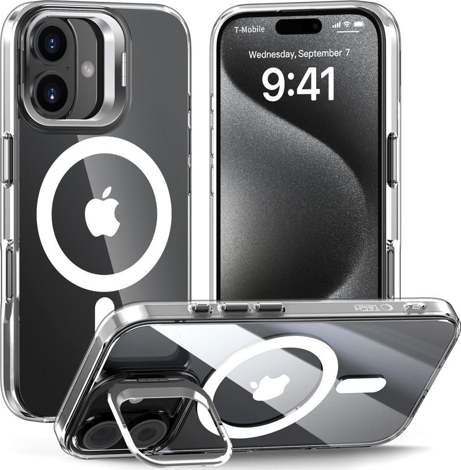 Etui typu plecki Tech-Protect Magstand MagSafe do iPhone 16 przezroczysty