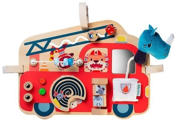 Tablice Lilliputiens Nosorożec Marius Wóz Strażacki Drewniana Tablica Manipulacyjna