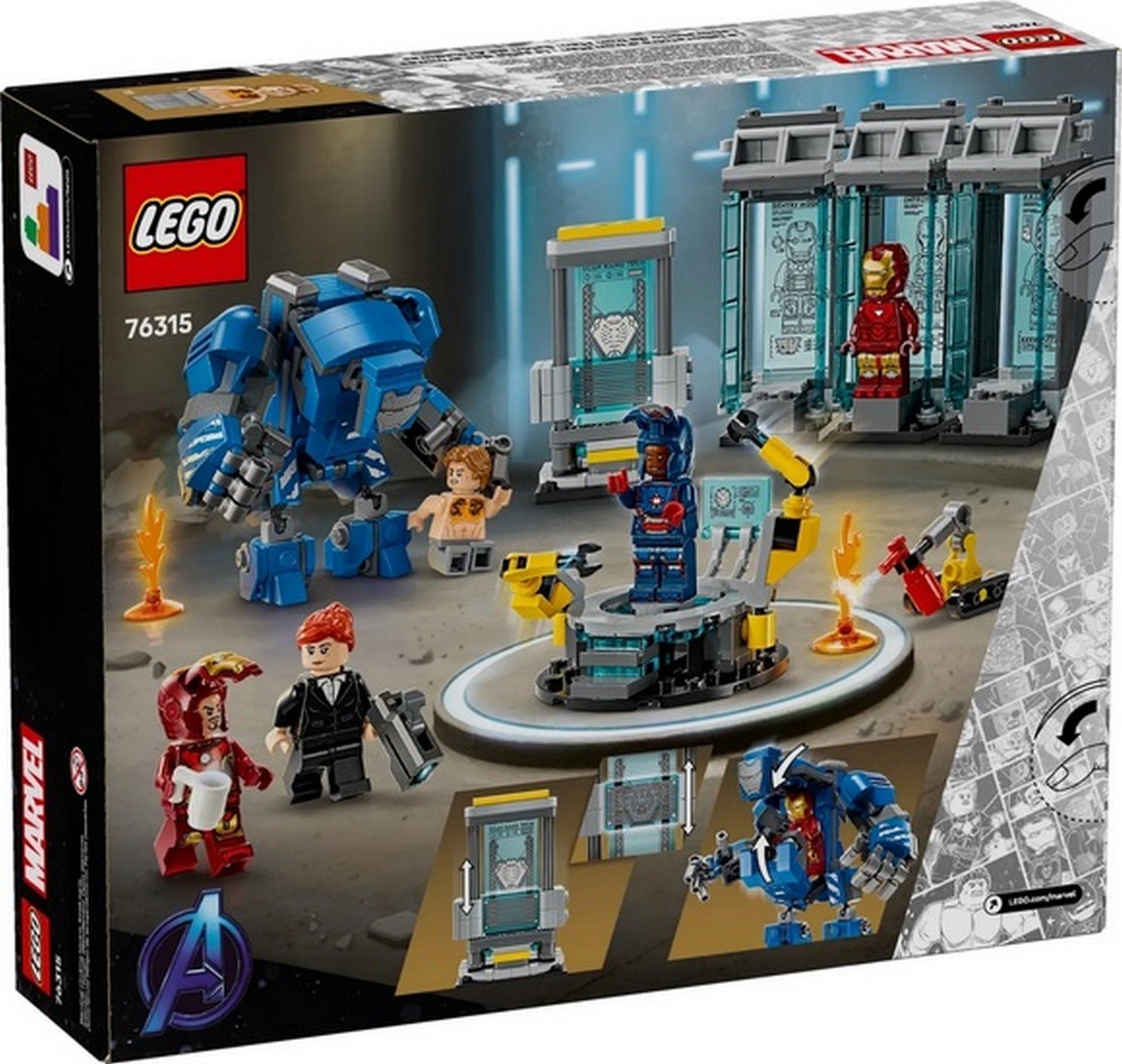 Klocki konstrukcyjne LEGO Marvel 76315 Laboratorium Iron Mana: Zbrojownia