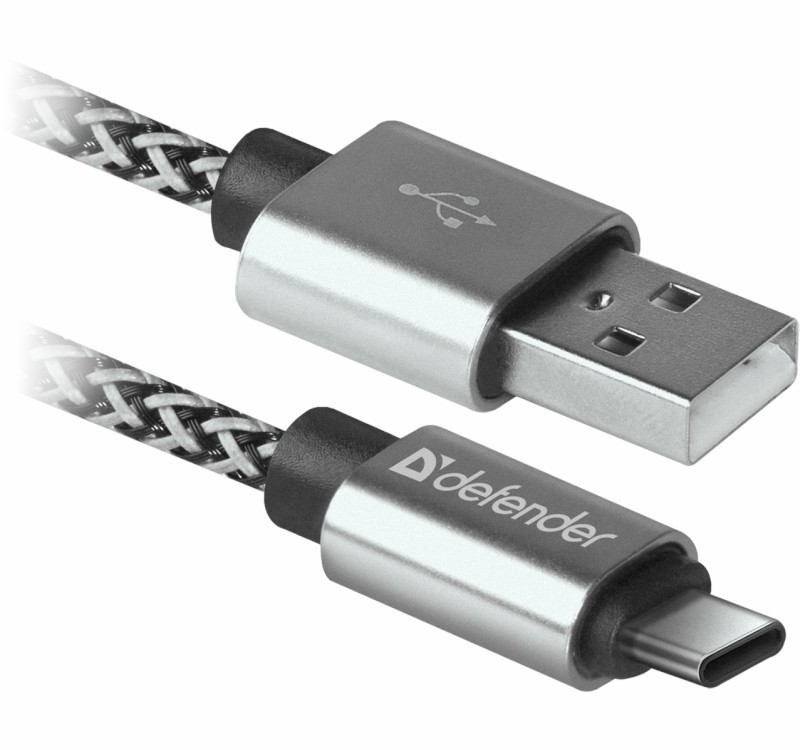 Defender USB AM-TYPE C 1,0m 2.1A Biały