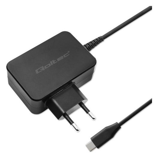Qoltec GaN POWER PRO | 1xUSB-C | 45W | 5-20V | 2.25-3A | Czarna