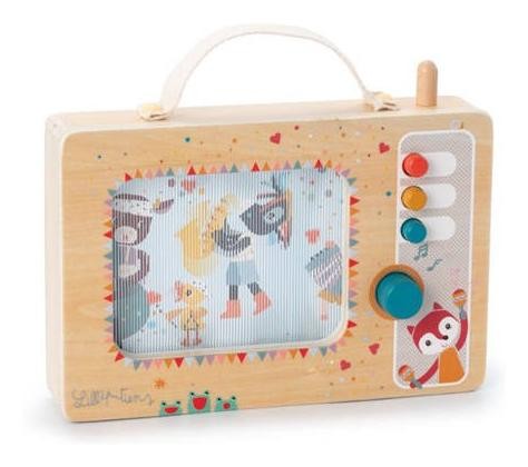 Nauka przez zabawę,zabawka edukacyjna Lilliputiens Telewizor animowana pozytywka