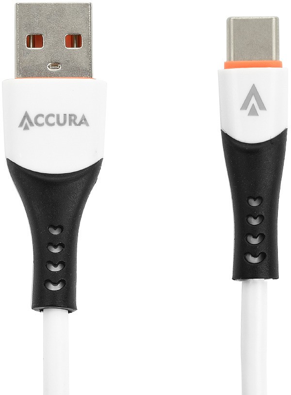 Accura USB-C 1.0m biały gumowy 5V/2A