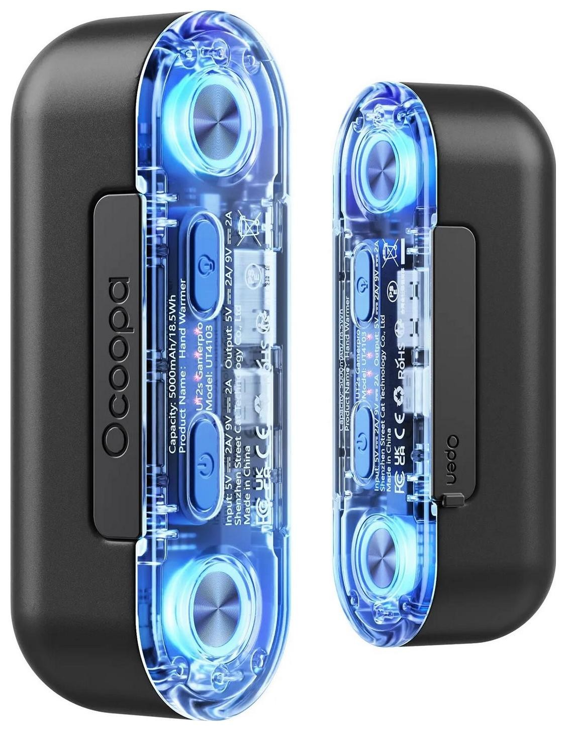 Ocieplacz dłoni Ocoopa UT2s GamerPro, 2x 5000 mAh, do 2*8h, powerbank 18 W, LED, czarny