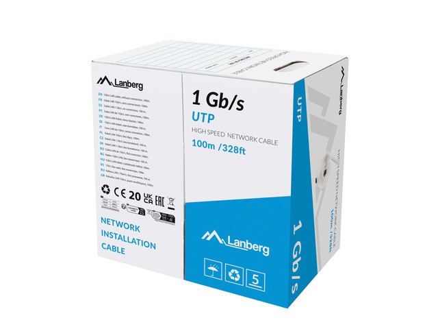 Lanberg kabel LAN UTP 1Gb/s 100m drut CCA szary