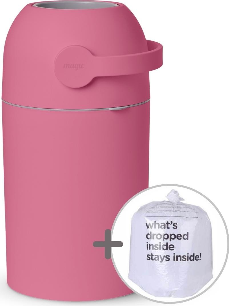 Kosz na pieluszki Magic Majestic + Worki ciemny róż