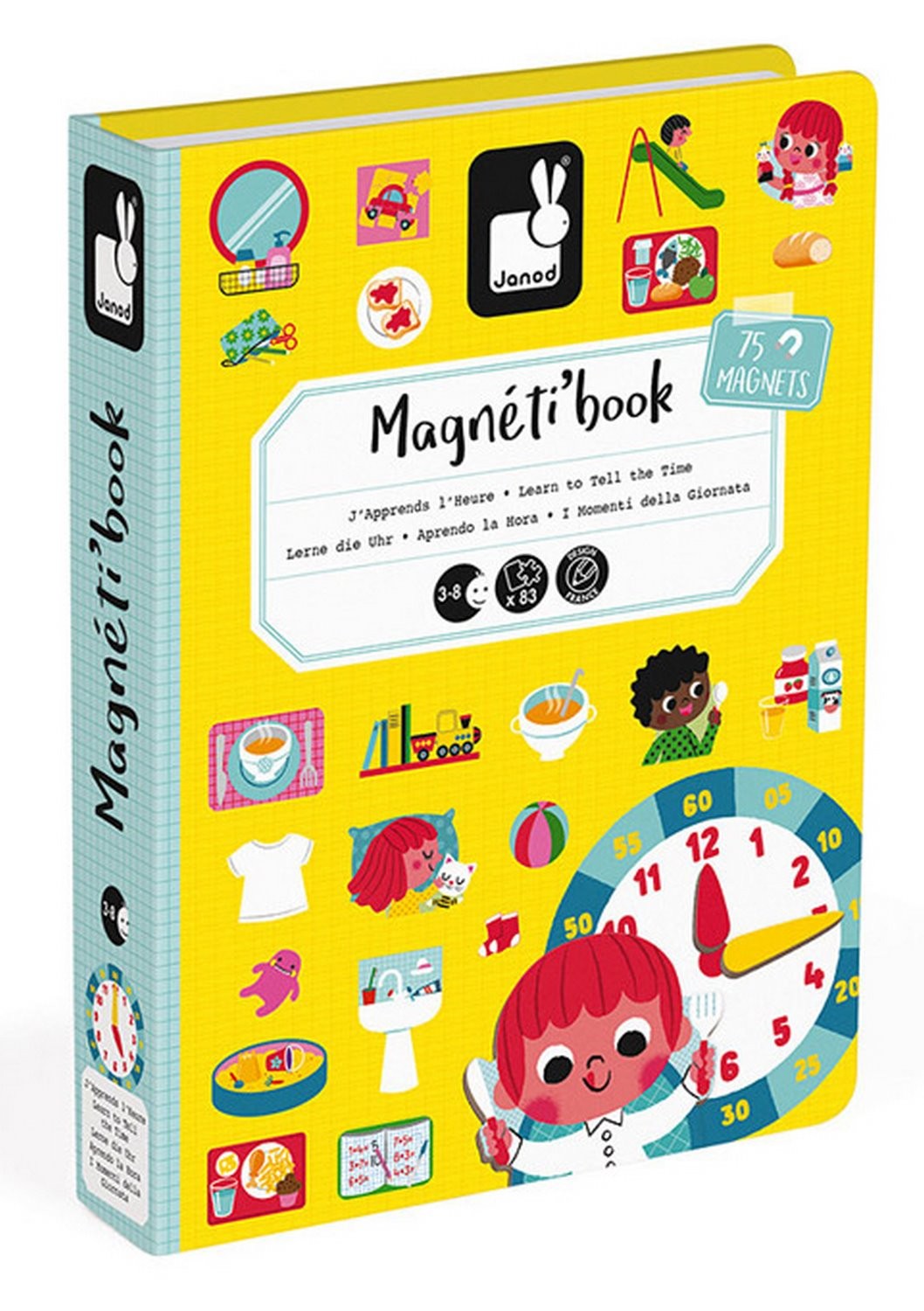 Zabawka edukacyjna,zabawki magnetyczne Janod Magnetibook Uczę się zegarka