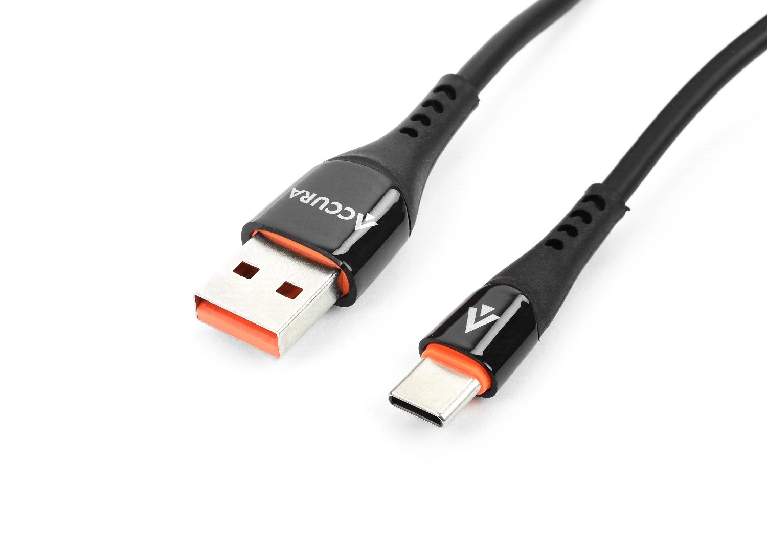 Accura USB-A - USB-C 2.0m gumowy 5V/2A czarny