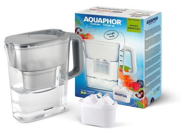 AQUAPHOR Dzbanek filtrujący Kompakt 2,4l (szary) + wkład B100-25 Maxfor